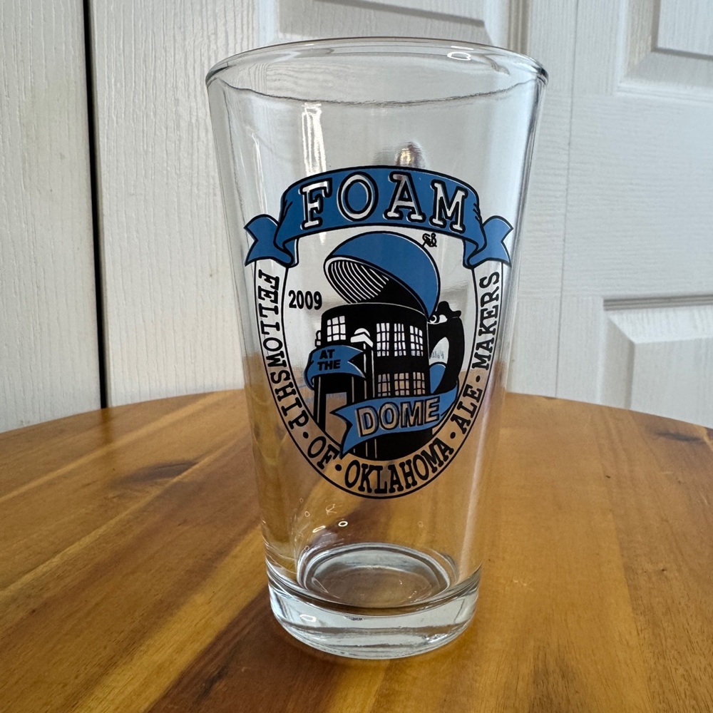 FOAM Fellowship Of Oklahoma Ale Makers 2009 Beer Glass Man Cave Bar